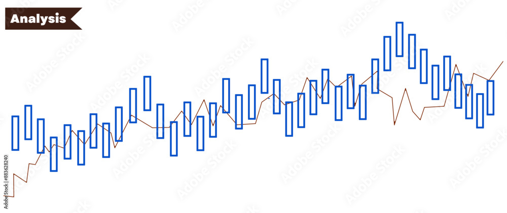 Naklejka premium Candlestick trading graph isolated on white background, investing stocks market,buy and sell sign candlestick, vector illustration