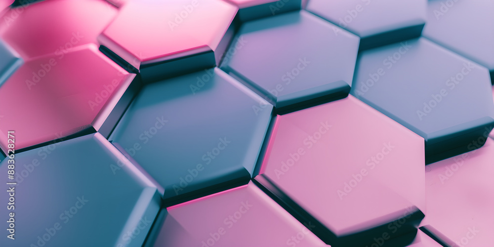 Abstract Hexagonal Pattern in Pink and Blue Abstract Hexagonal Pattern in Pink and Blue