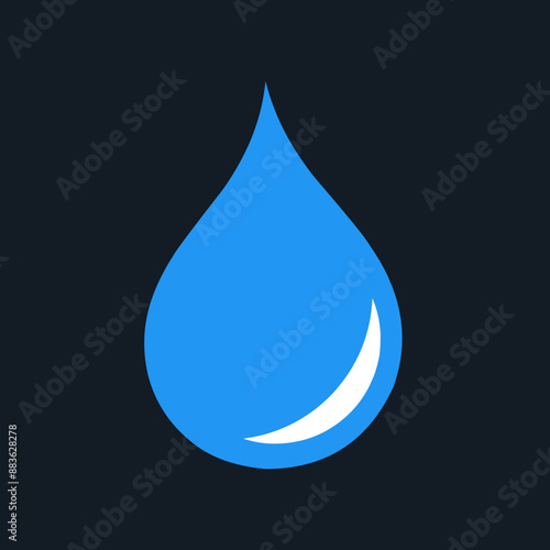 blue water drop icon. Flat droplet logo shape collection