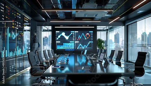 Wallpaper Mural Modern Corporate Meeting Room with Charts and Graphs on Display Torontodigital.ca