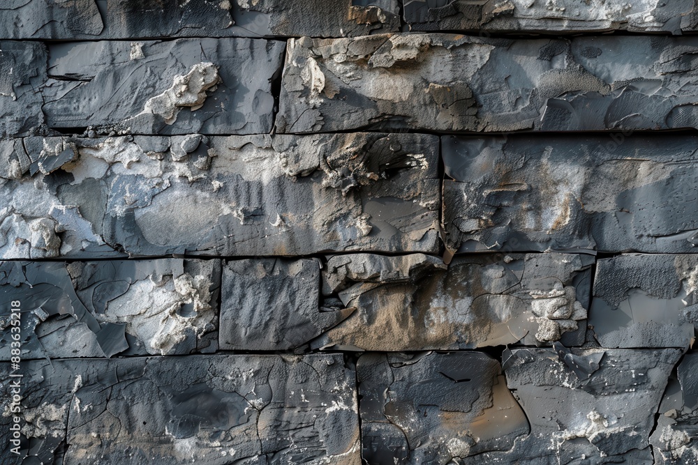 Fototapeta premium Weathered Bricks with Peeling Paint Reveal Underlying Layers