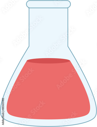 Conical or Erlenmeyer Flask Laboratory Glassware Vector Flat Illustration
