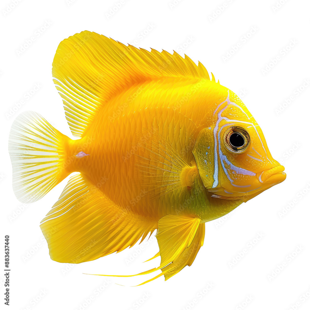 Yellow fish isolated on a transparent background for web, banner, wallpaper Yellow fish isolated on a transparent background for web, banner, wallpaper