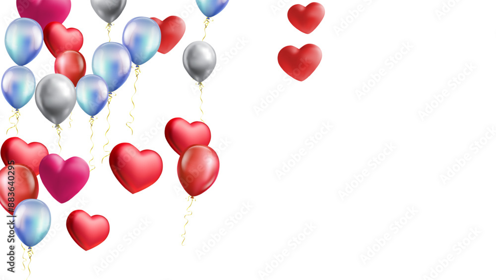 heart balloons Realistic white red, blue and on background are available for use online shopping website or social media, celebration party vector illustration heart balloons Realistic white red, blue and on background are available for use online shopping website or social media, celebration party vector illustration
