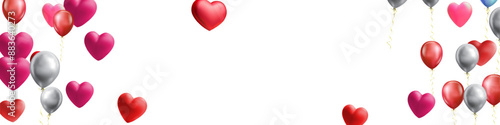 heart balloons Realistic white red, blue and on background are available for use online shopping website or social media, celebration party vector illustration