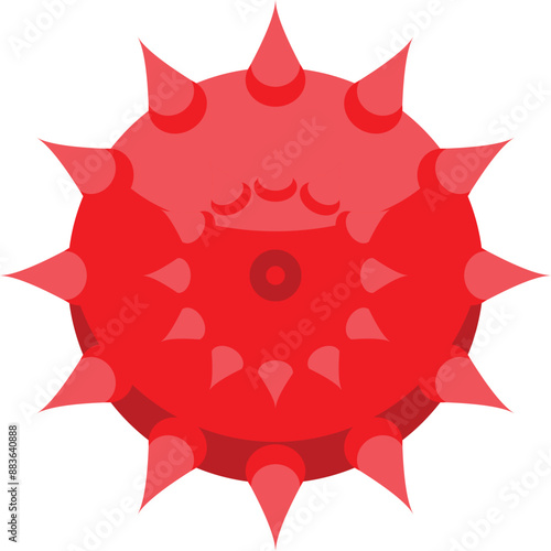 Cartoon virus showing sharp spikes, a concept for dangerous viral or bacterial infection