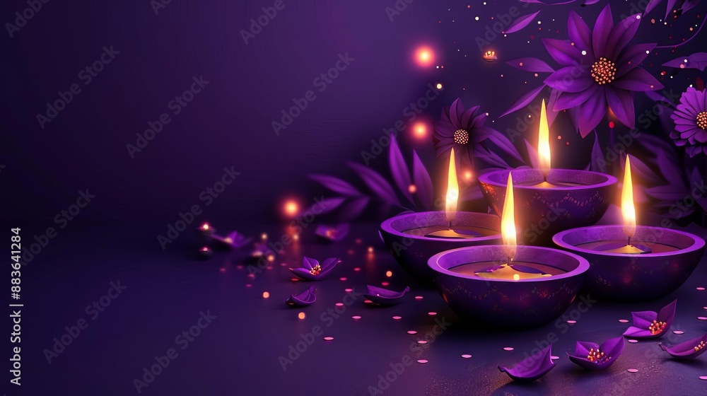 Diwali Celebration Purple 3D Decorative Design Diwali Celebration Purple 3D Decorative Design
