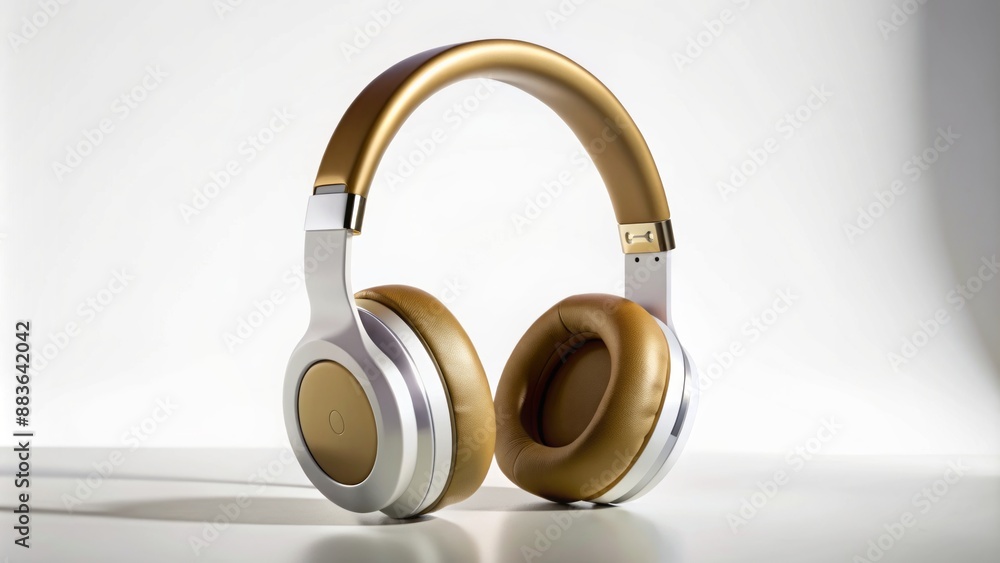 High-fidelity, photorealistic 3D rendering of sleek, modern wireless headphones against a crisp, white, gradient background with subtle shadows. High-fidelity, photorealistic 3D rendering of sleek, modern wireless headphones against a crisp, white, gradient background with subtle shadows.