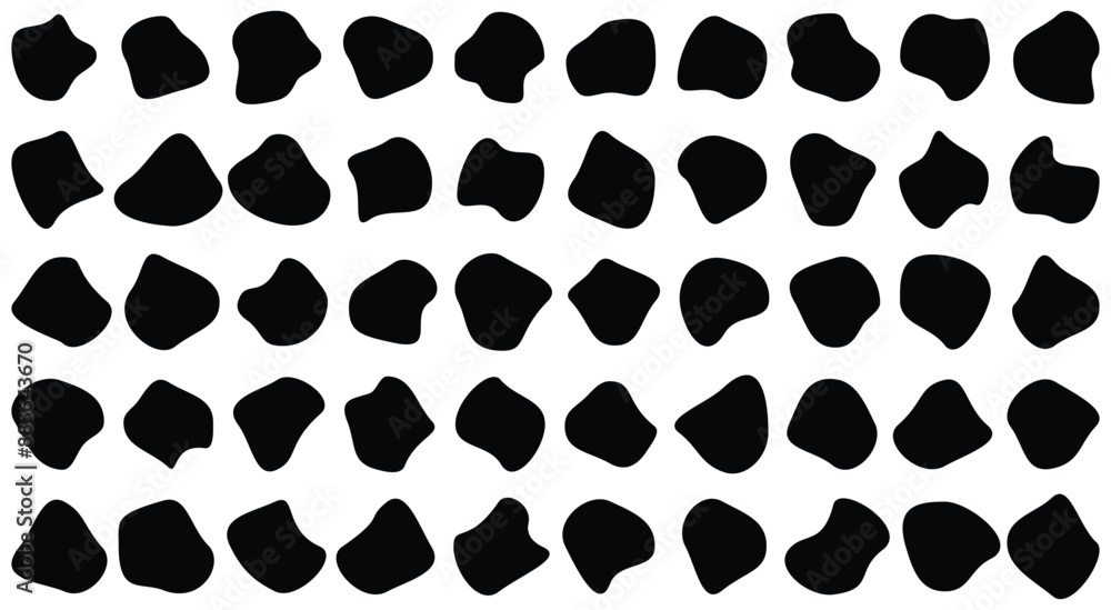 Blob shape vector illustration set. Amoeba random shapes. Organic black blobs of irregular shape. Abstract blotch, inkblot and pebble silhouettes, simple liquid. Blob shape vector illustration set. Amoeba random shapes. Organic black blobs of irregular shape. Abstract blotch, inkblot and pebble silhouettes, simple liquid.