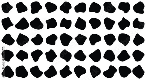 Blob shape vector illustration set. Amoeba random shapes. Organic black blobs of irregular shape. Abstract blotch, inkblot and pebble silhouettes, simple liquid.