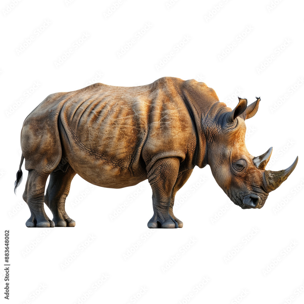 Obraz premium Rhinoceros isolated on a transparent background for web, banner, wallpaper