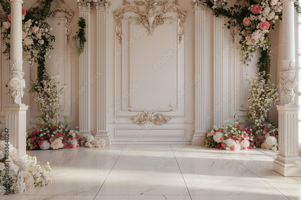 background wedding with wall floral generative AI background wedding with wall floral generative AI