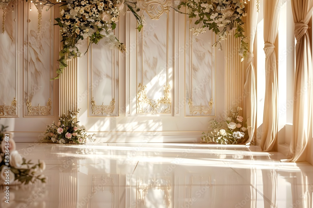background wedding with wall floral generative AI background wedding with wall floral generative AI