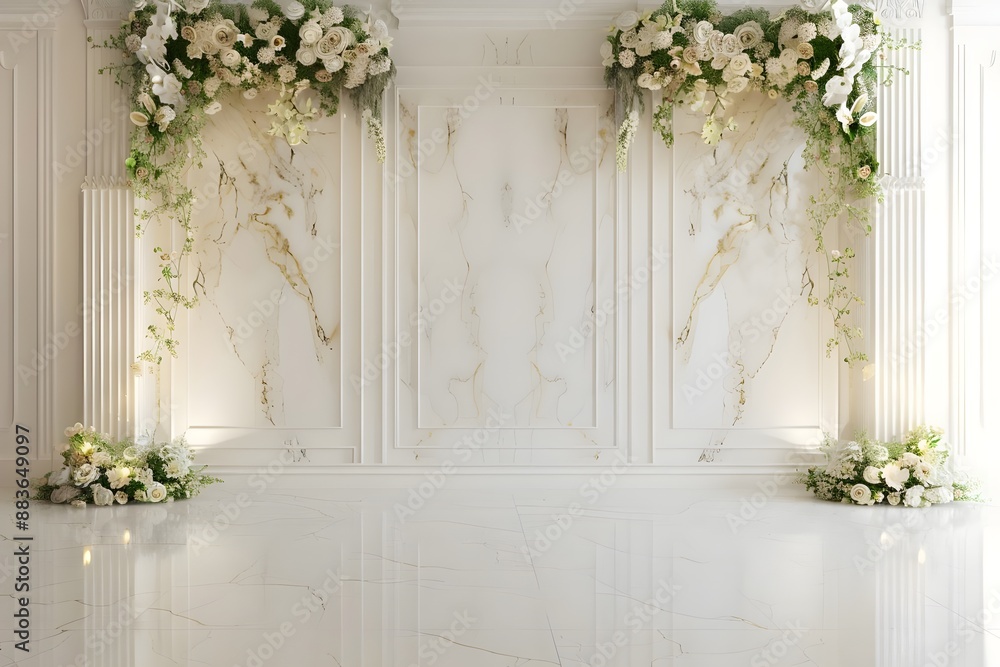 background wedding with wall floral generative AI background wedding with wall floral generative AI