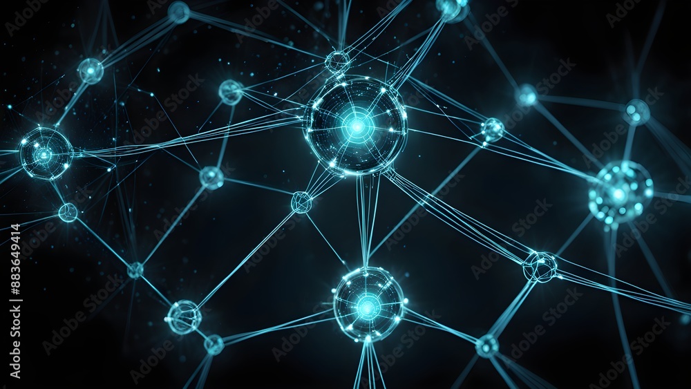 A blue and white image of a network of neurons A blue and white image of a network of neurons