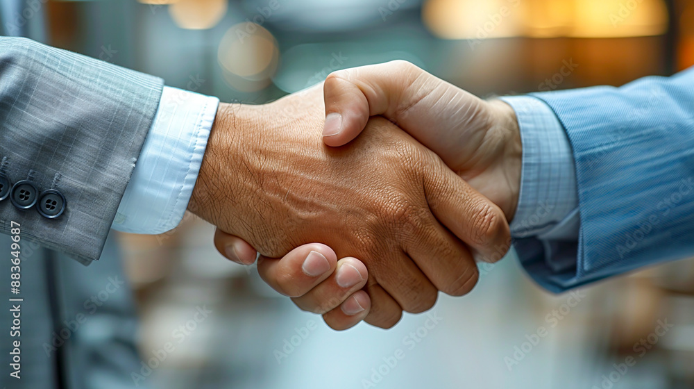 Successful Partnerships: Professional Businessman Shaking Hands with Client in Modern Office Setting Successful Partnerships: Professional Businessman Shaking Hands with Client in Modern Office Setting