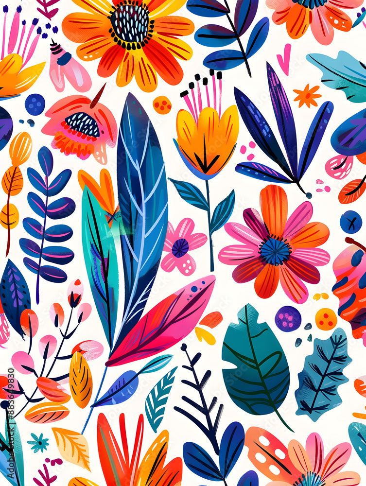 2D flower and leaf cards in various styles 2D flower and leaf cards in various styles