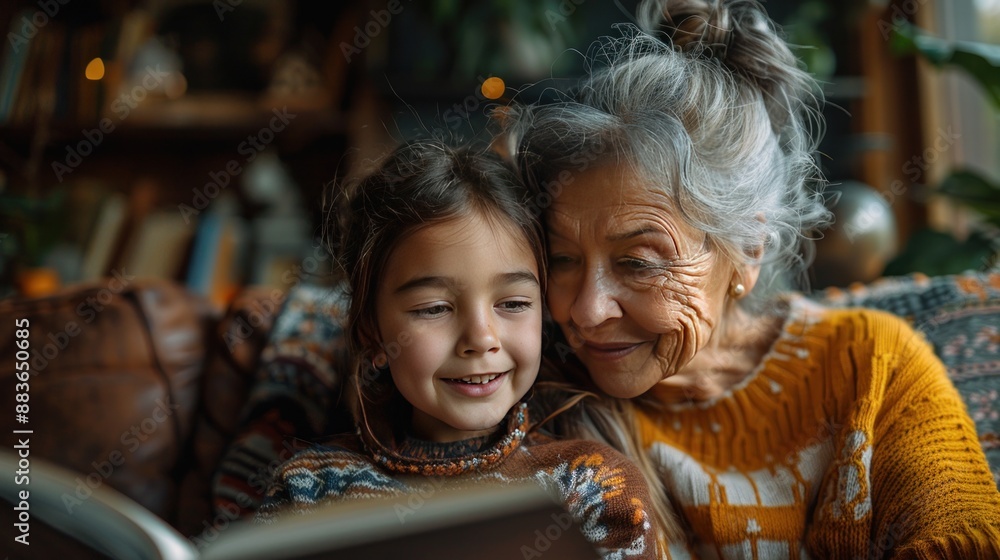 Grandmother and Granddaughter Reading Together Grandmother and Granddaughter Reading Together