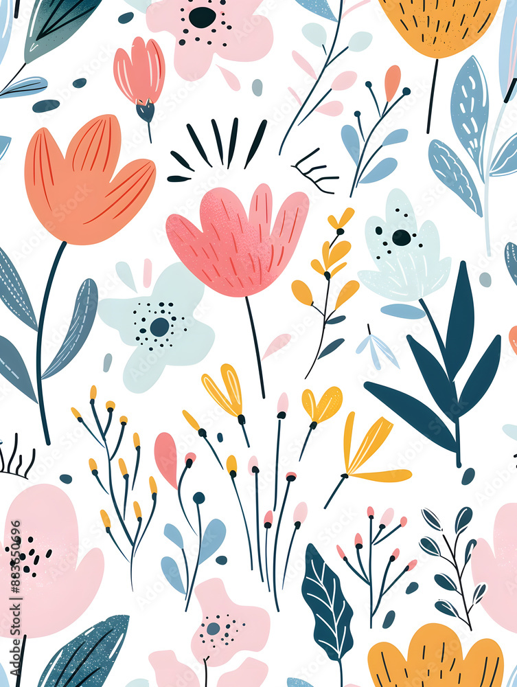 2D flower and leaf cards in various styles 2D flower and leaf cards in various styles