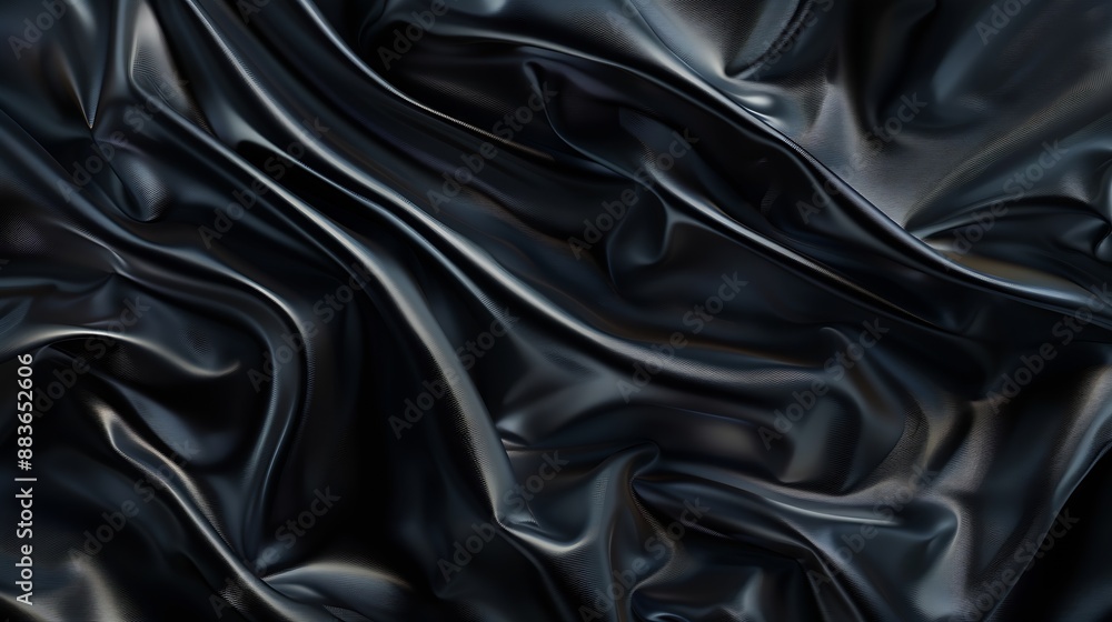 Obraz premium Black gray satin dark fabric texture luxurious shiny that is abstract silk cloth background with patterns soft waves blur beautiful : Generative AI