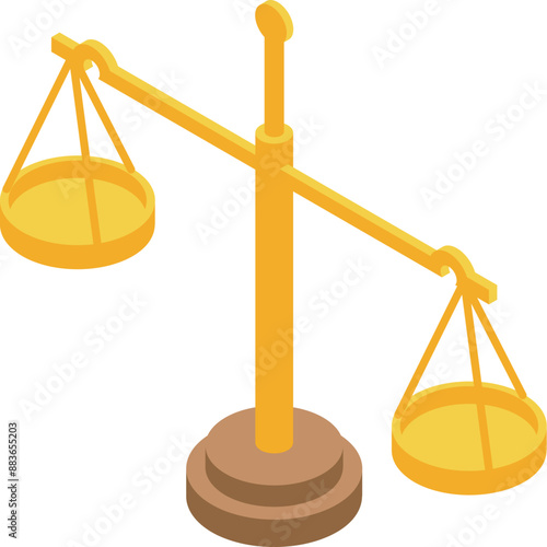 Golden scale balancing justice and fairness in isometric view