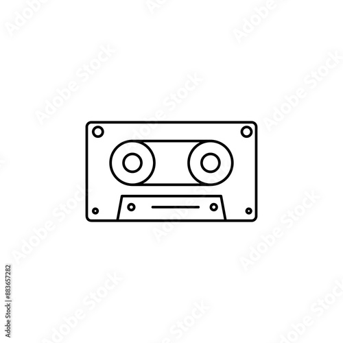 Audio cassette vector icon. Cassette tape sign flat linear illustration for web and app on white background..eps