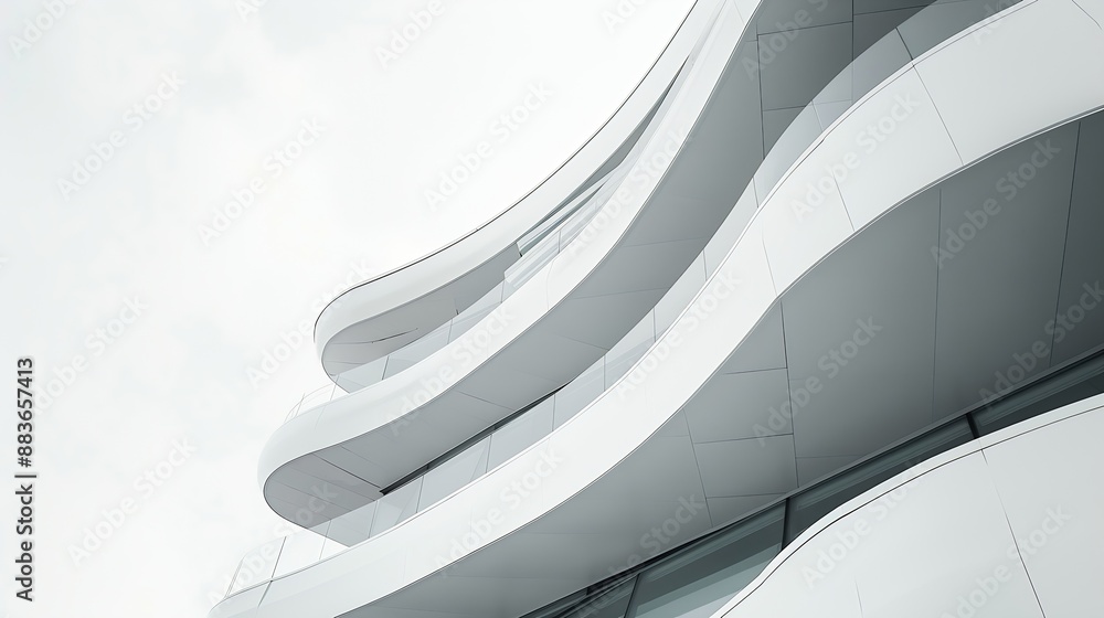 White curve Modern building exterior Architecture details : Generative AI