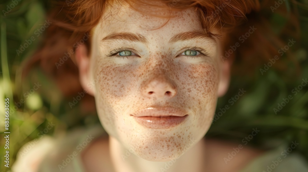 Natural woman with toothy smile and freckles. Natural woman with toothy smile and freckles.