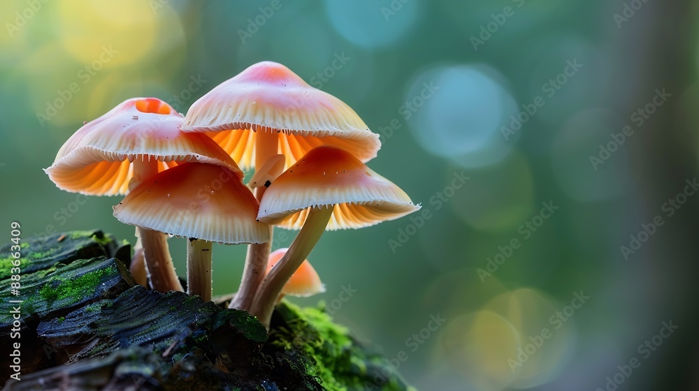 Mushroom flammulina velutipes winter honey agarics grow on a tree trunk mushroom family : Generative AI Mushroom flammulina velutipes winter honey agarics grow on a tree trunk mushroom family : Generative AI