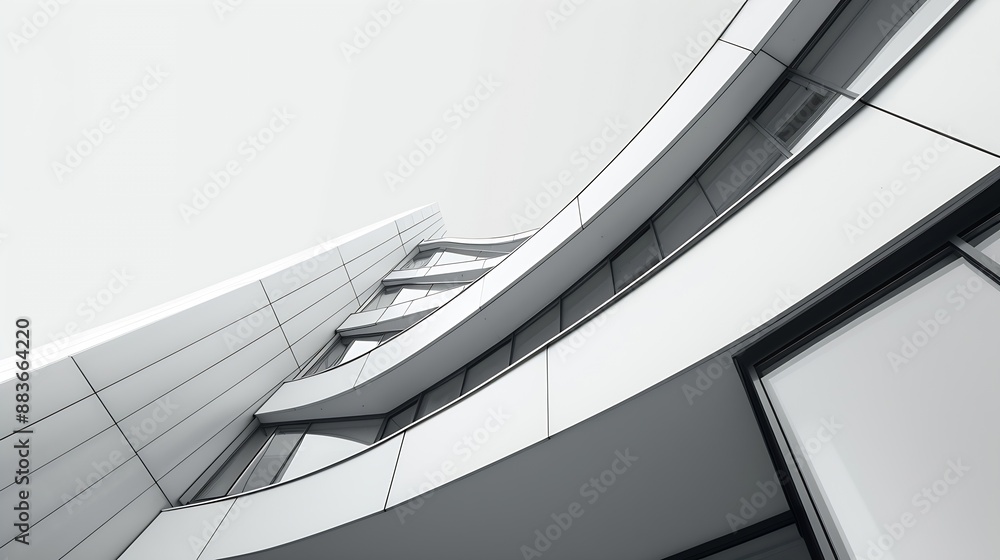 Fototapeta premium White curve Modern building exterior Architecture details : Generative AI