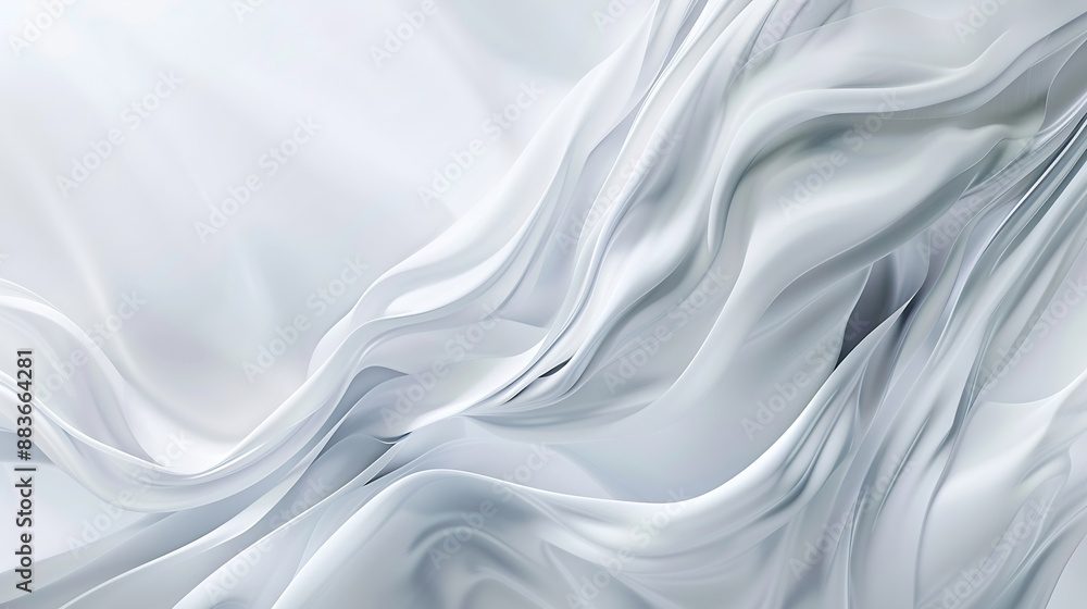 Abstract white gray background with wavy smooth lines flowing on it : Generative AI