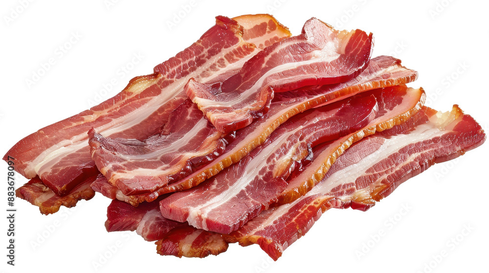 Obraz premium Stack of Fresh Uncooked Bacon Strips