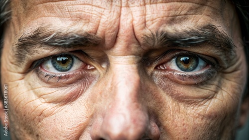 Close-up of Wrinkled Eyes, Intense Gaze, Human Expression, Macro Photography, Portrait ,wrinkles, eye