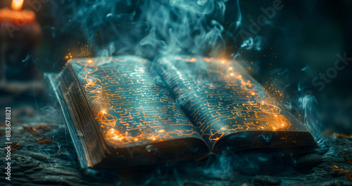 A series of close-ups featuring a burning stove, a glass of water, and a glass of beer, all set against a backdrop of technology, light, and abstract elements