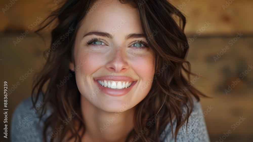 Big bright white smile headshot with a beautiful brunette woman sincere happy cheerful positive expression. Big bright white smile headshot with a beautiful brunette woman sincere happy cheerful positive expression.