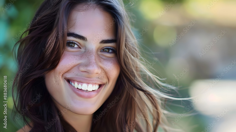 Big bright white smile headshot with a beautiful brunette woman sincere happy cheerful positive expression. Big bright white smile headshot with a beautiful brunette woman sincere happy cheerful positive expression.
