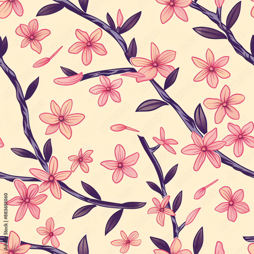 A seamless vanilla pattern, perfect for candy wrappers. This repeating design showcases the classic and sweet nature of vanilla in a detailed, illustrated style.


