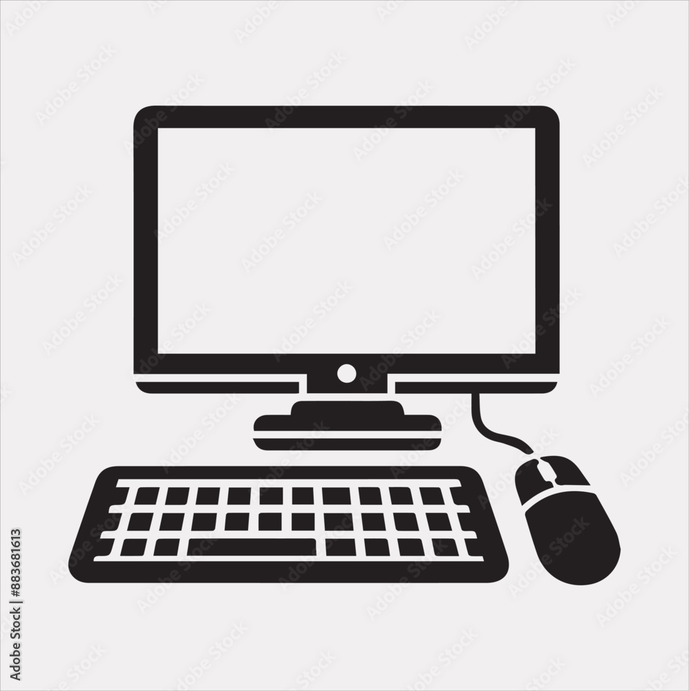 computer vector silhouette on a white background computer vector silhouette on a white background