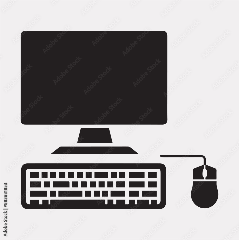 computer vector silhouette on a white background computer vector silhouette on a white background