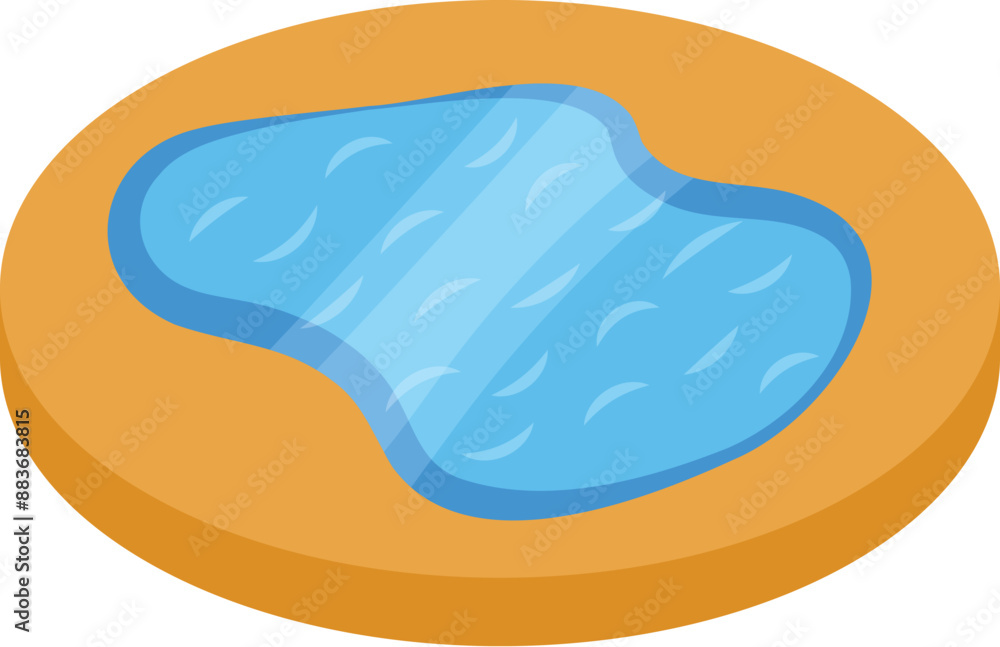 Isometric icon of a round swimming pool with blue water for relaxing during summer vacation Isometric icon of a round swimming pool with blue water for relaxing during summer vacation