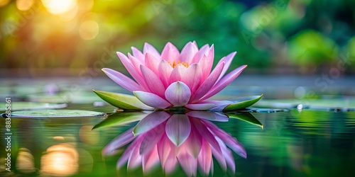 Wallpaper Mural Serene Water Lily Reflection,  Water Lily, Lotus Flower, Pond, Reflection Torontodigital.ca