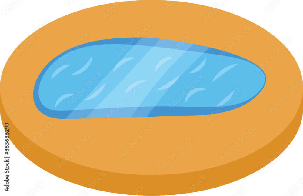 Small oval pool is reflecting the bright sunlight on a summer day Small oval pool is reflecting the bright sunlight on a summer day