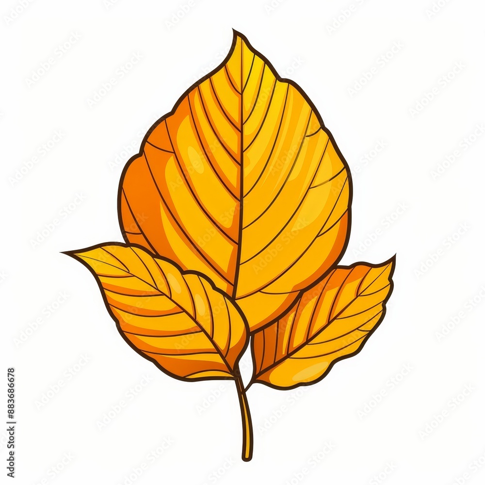A leafy orange leaf with a stem A leafy orange leaf with a stem