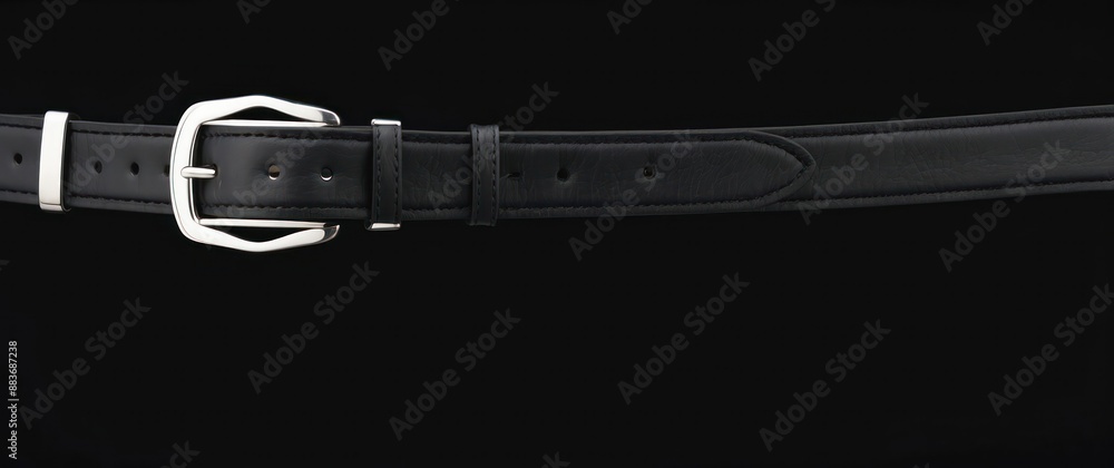 Leather belt on a black background, perfect for fashion and style concepts or promotions Leather belt on a black background, perfect for fashion and style concepts or promotions
