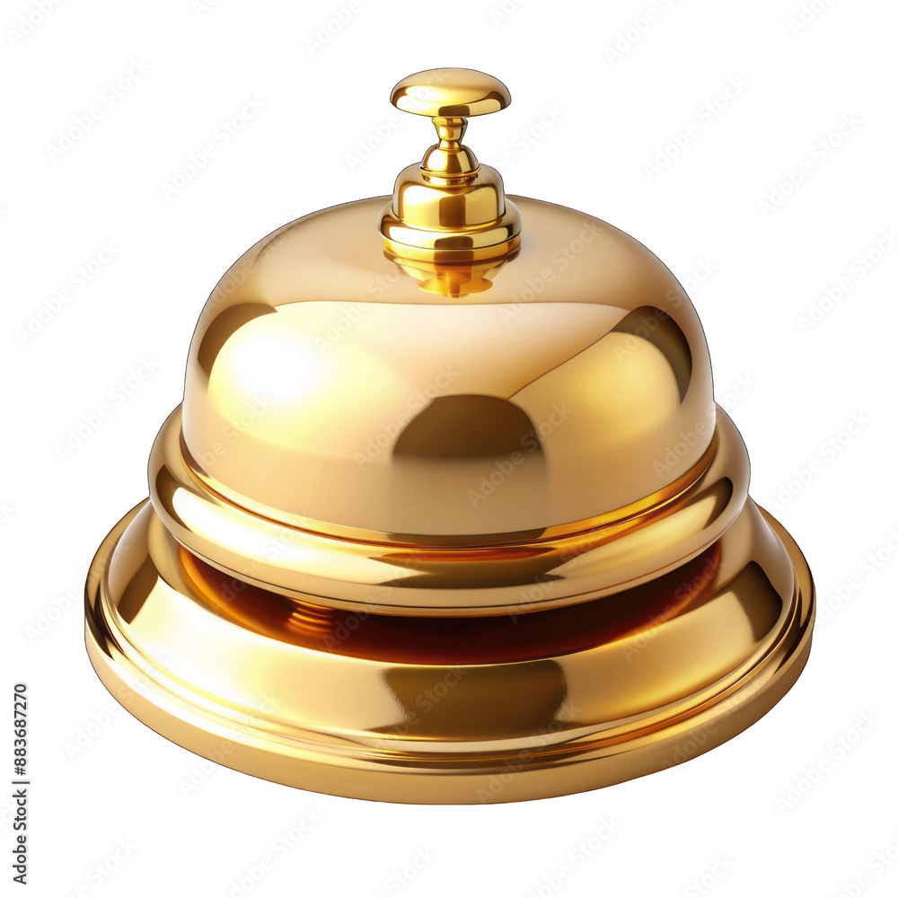 Golden service bell isolated on transparent background