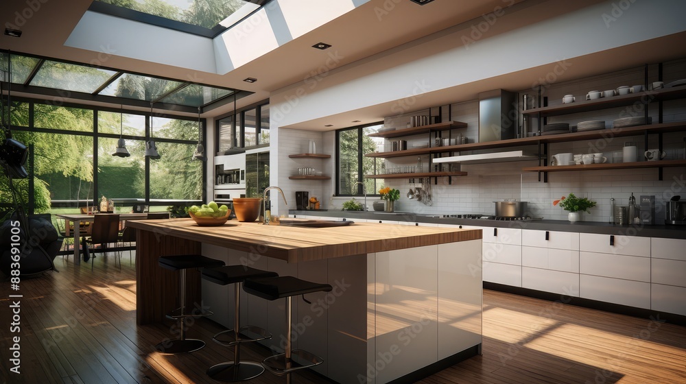 Modern kitchen in suburban house Modern kitchen in suburban house