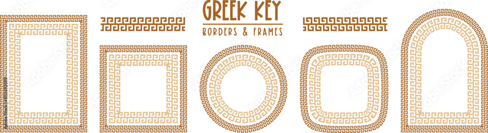 Greek key pattern, seamless borders collection. Decorative ancient ...