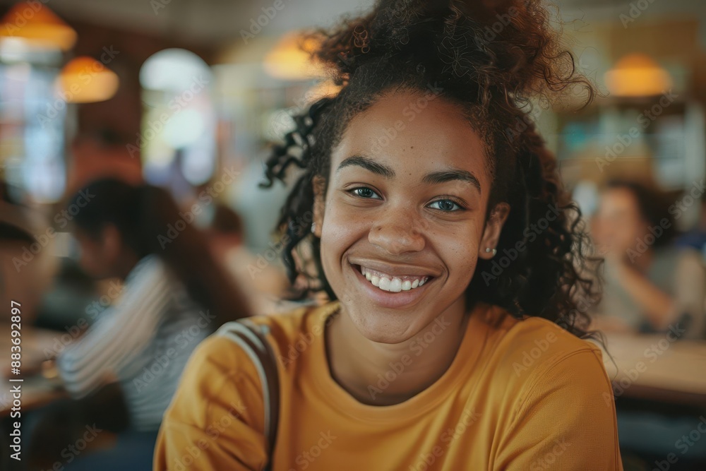 candid portrait of diverse young woman smiling confidently in modern classroom setting warm lighting highlighting her engaged expression and vibrant personality candid portrait of diverse young woman smiling confidently in modern classroom setting warm lighting highlighting her engaged expression and vibrant personality