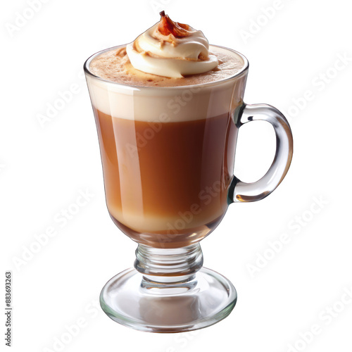 Irish cream latte isolated on transparent background