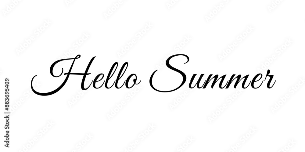 Hello Summer Vector Illustration - Beautiful Handwritten Script Typography - Trendy Seasonal Quote Design Hello Summer Vector Illustration - Beautiful Handwritten Script Typography - Trendy Seasonal Quote Design